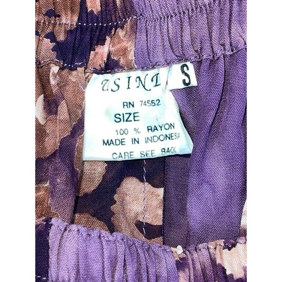 Vtg 90s Usindo Boho Batik 2 Piece Skirt Set Womens SM Purple Oversized Artsy - Picture 10 of 11
